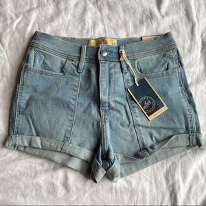 high rise denim shorts